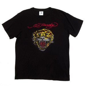 Black Ed Hardy Tiger Head Tee | VIKPLQC-98
