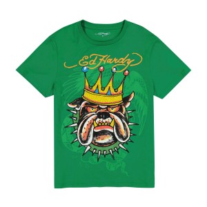 Green Ed Hardy Bulldog Tee | LWMPAEV-45