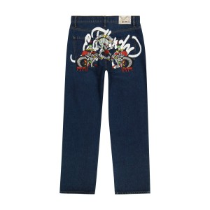 Indigo Ed Hardy Skull Snakes Loose Fit Jean | KXMGEYA-69