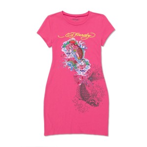 Pink Ed Hardy Koi Fish Baby Tee Dress | KRIUDFB-45