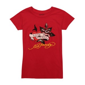 Pink Ed Hardy Love Eternal Fitted Tee | PGJQBFK-95