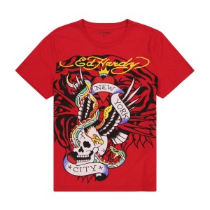 Red Ed Hardy Tiger NYC Eagle Tee | JTHIKBO-36