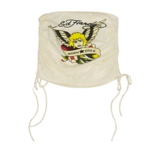 White Ed Hardy Cherubs Gathered Tube Top | NDPVGAC-81