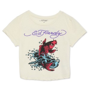 White Ed Hardy Koi Fish Baby Tee | MCPQJBX-32