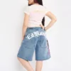 Flower Diamond Embroidered Denim Shorts Flower Diamond Embroidered Denim Shorts