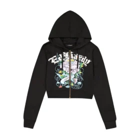 Ice Flower Zip Front Hoodie