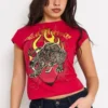 Leopard Panther Rhinestone Cap Sleeve