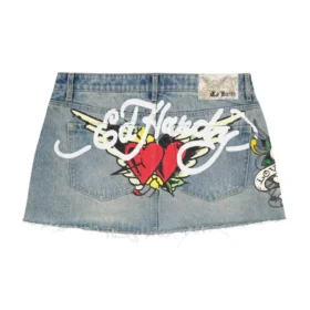 LKS Skull Denim Mini Skirt