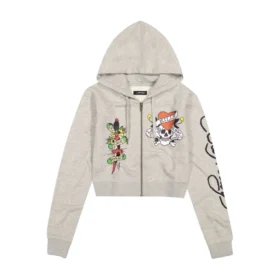 LKS Skull Zip Front Hoodie – Heather Grey