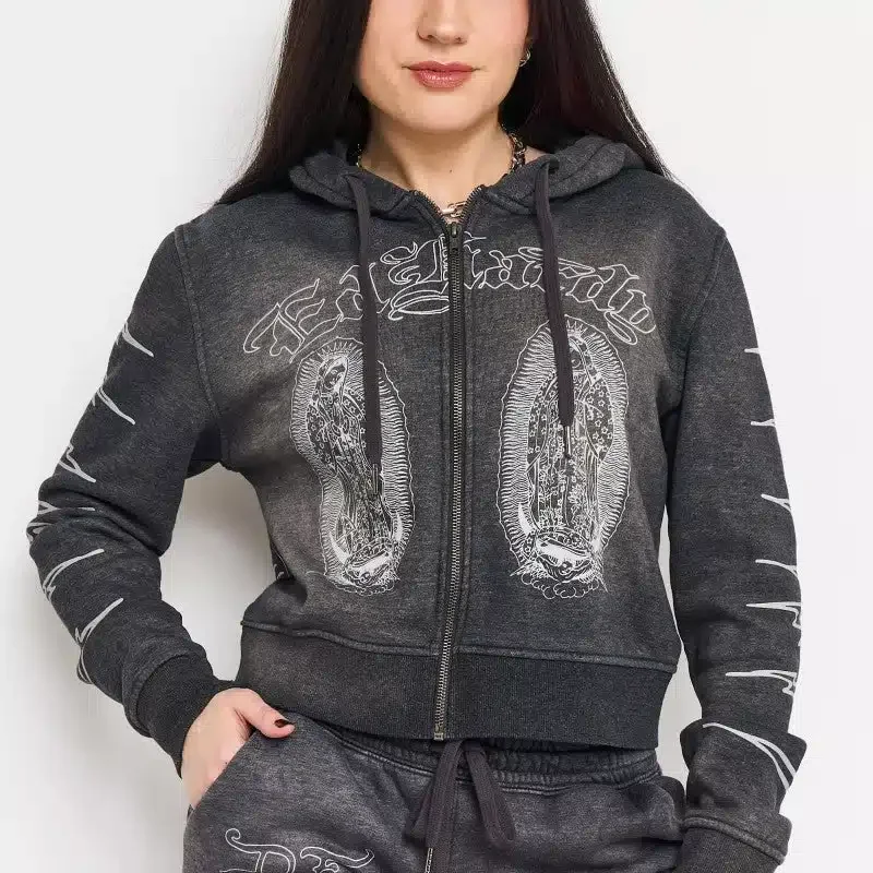 Mary Relaxed Zip Front Hoodie Mary Relaxed Zip Front Hoodie