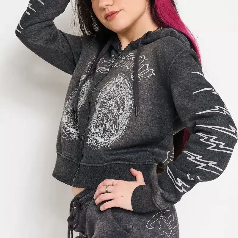 Mary Relaxed Zip Front Hoodie Mary Relaxed Zip Front Hoodie