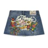 Multi Tattoo Denim Mini Skirt Multi Tattoo Denim Mini Skirt