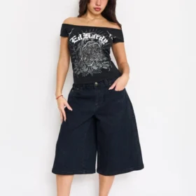 Panther Long Denim Shorts