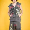 Panther Skull Fleece Cut Off Hoodie Panther Skull Fleece Cut Off Hoodie