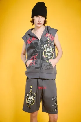 Panther Skull Fleece Cut Off Hoodie Panther Skull Fleece Cut Off Hoodie