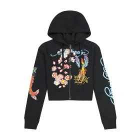 Phoenix Cropped Hoodie – Black
