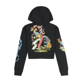 Phoenix Cropped Hoodie – Black