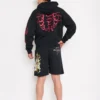 Skull Hearts Rhinestone Fleece Shorts Skull Hearts Rhinestone Fleece Shorts