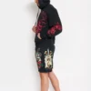 Skull Hearts Rhinestone Fleece Shorts Skull Hearts Rhinestone Fleece Shorts