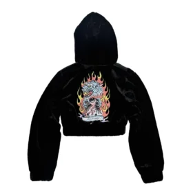 Tiger Flame Faux Fur Hooded Jacket